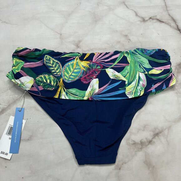 Bleu by Rod Beattie Sarong Hipster Bikini Bottoms Size 10 Blue Jungle Floral New - Picture 5 of 5